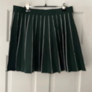Tory Burch Tech Knit Pleated Skirt Green XL nwt